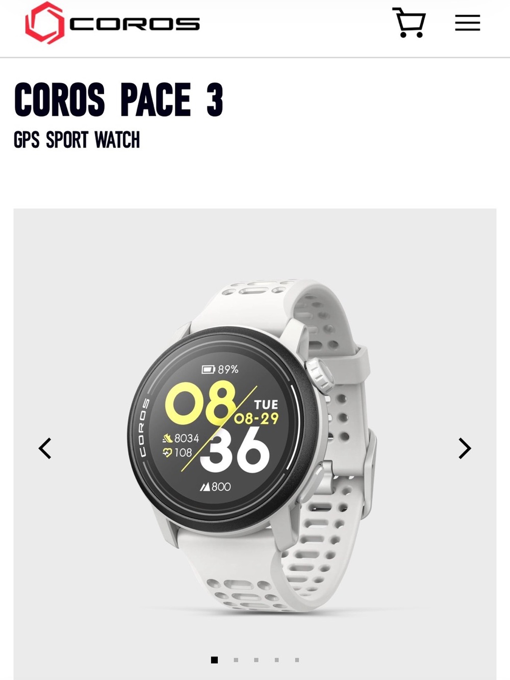 Coro Pace 3 White and Black GPS Sport Watch